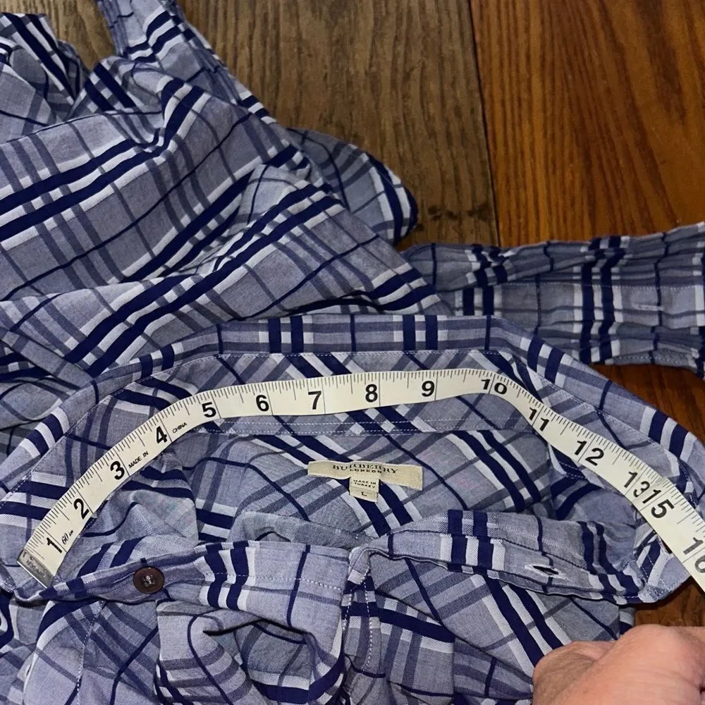 Burberry Novo Check in Midnight 🕛 Blue & Gray Plaid Button-Down Shirt